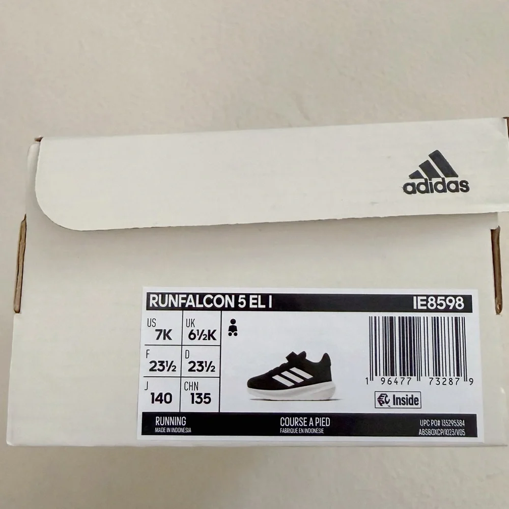 Adidas Runfalcon 5 Kids Black White Cloudfoam Sneakers Easy On Shoes Trainer 7 - Picture 16 of 16